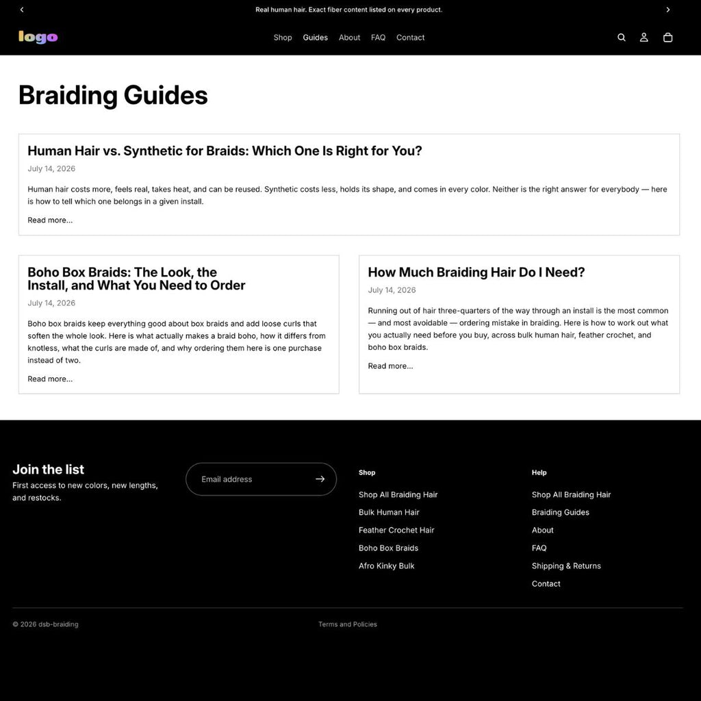 Braiding Hair Dropship Website