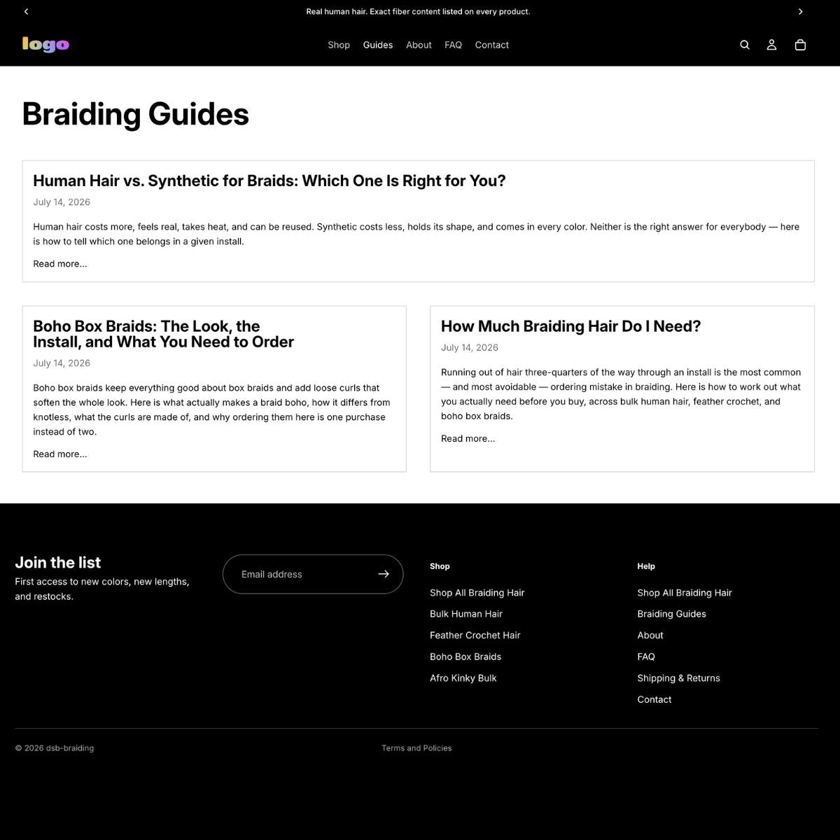 Braiding Hair Dropship Website